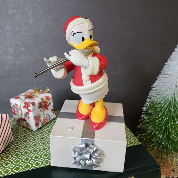 Cute Hallmark Disney Christmas Daisy Duck Playing Flute Music Box - Picture 1 of 10